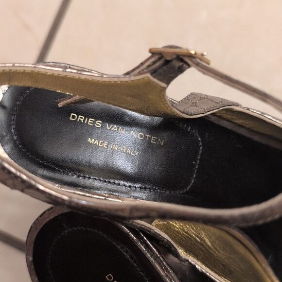 Dries Van Noten Heels Louis IV Modern Snake Print Platform Pewter Silver EU 39 - Picture 12 of 15